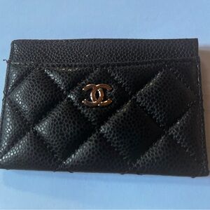 Black Quilted Leather Card Holder Black and Silver NWOT Novelty